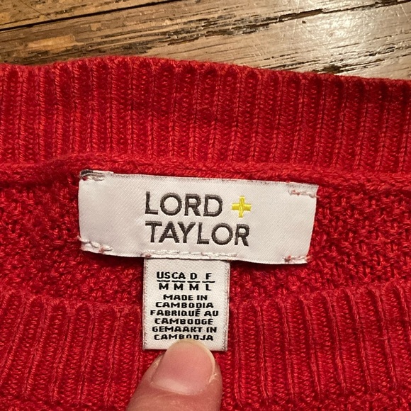 Lord and Taylor Red/orange Women's Sweater with Button Accents - Picture 2 of 7